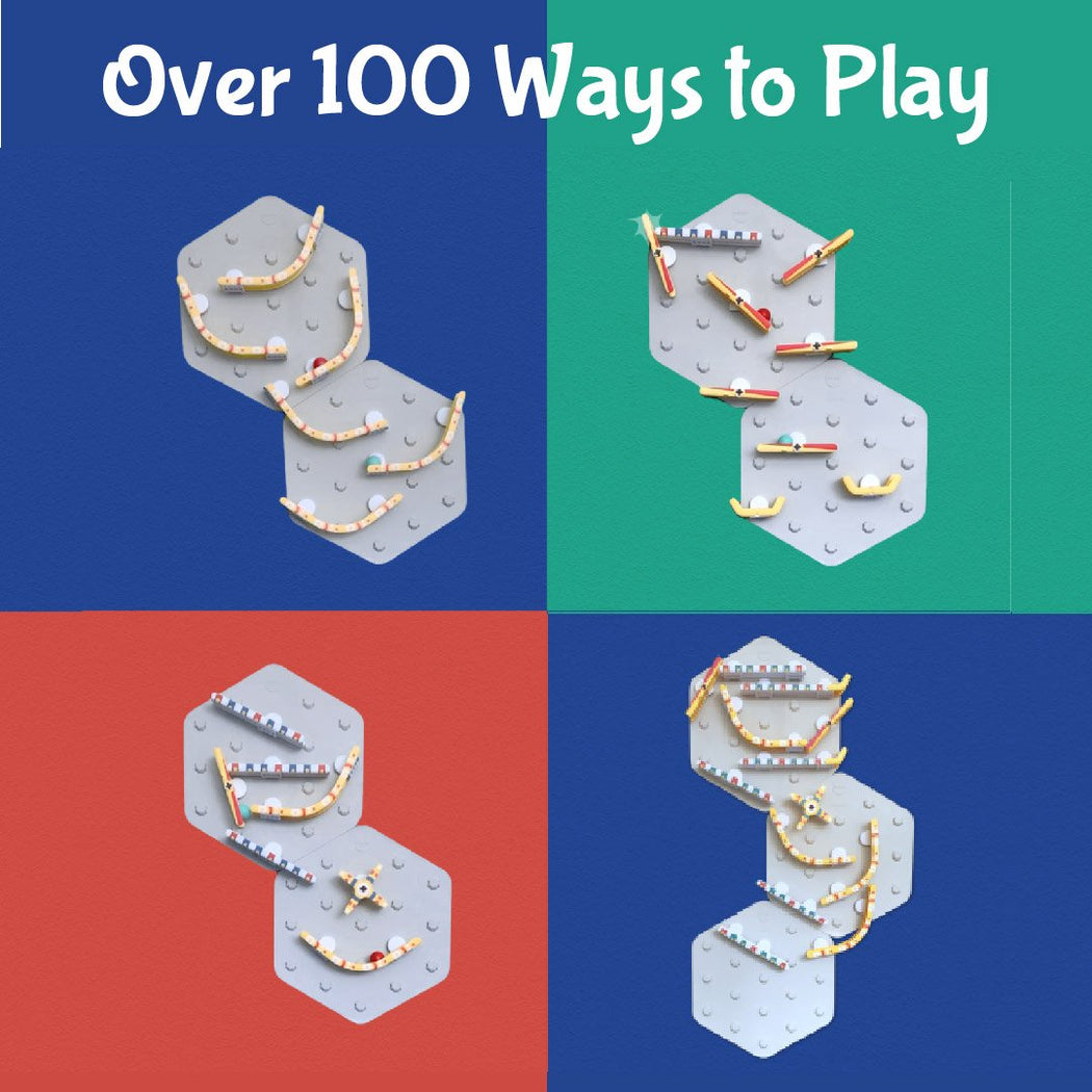 VertiPlay STEM Marble Run | Ultra Fun Play Wall | 6 Mat Bases